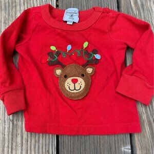 Mudpie Reindeer Christmas LS tee. 9-12m